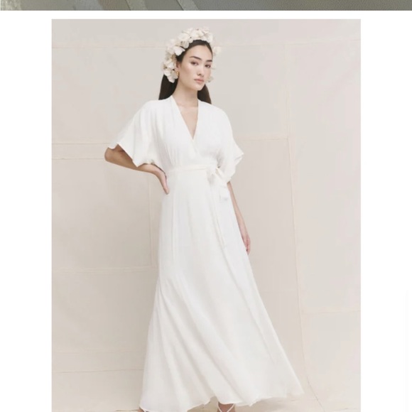 REFORMATION Winslow Wrap Maxi Dress in Ivory Size SP - Picture 8 of 10